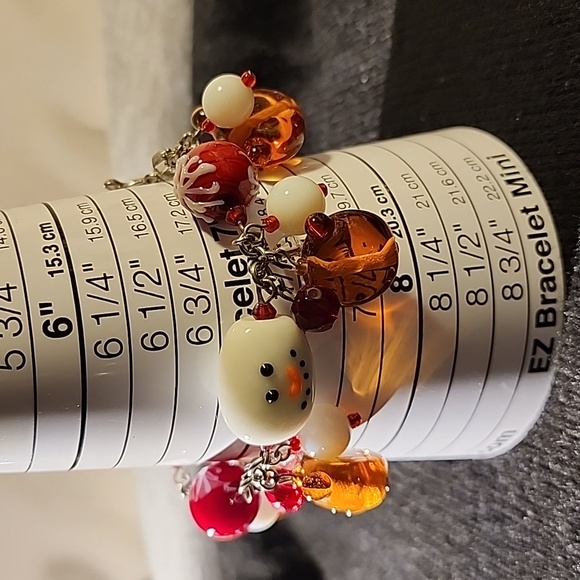Lampwork Snowman ⛄️ Glass Bead Bracelet - Picture 2 of 7